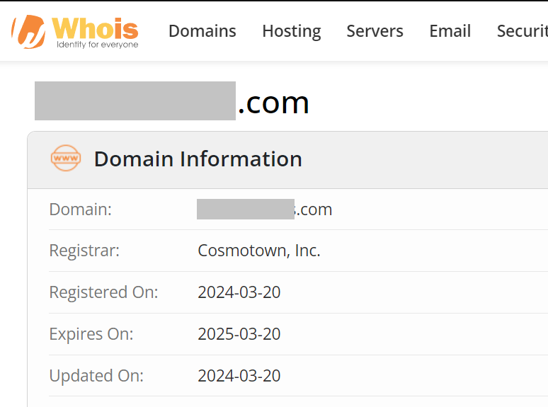 whois domain data