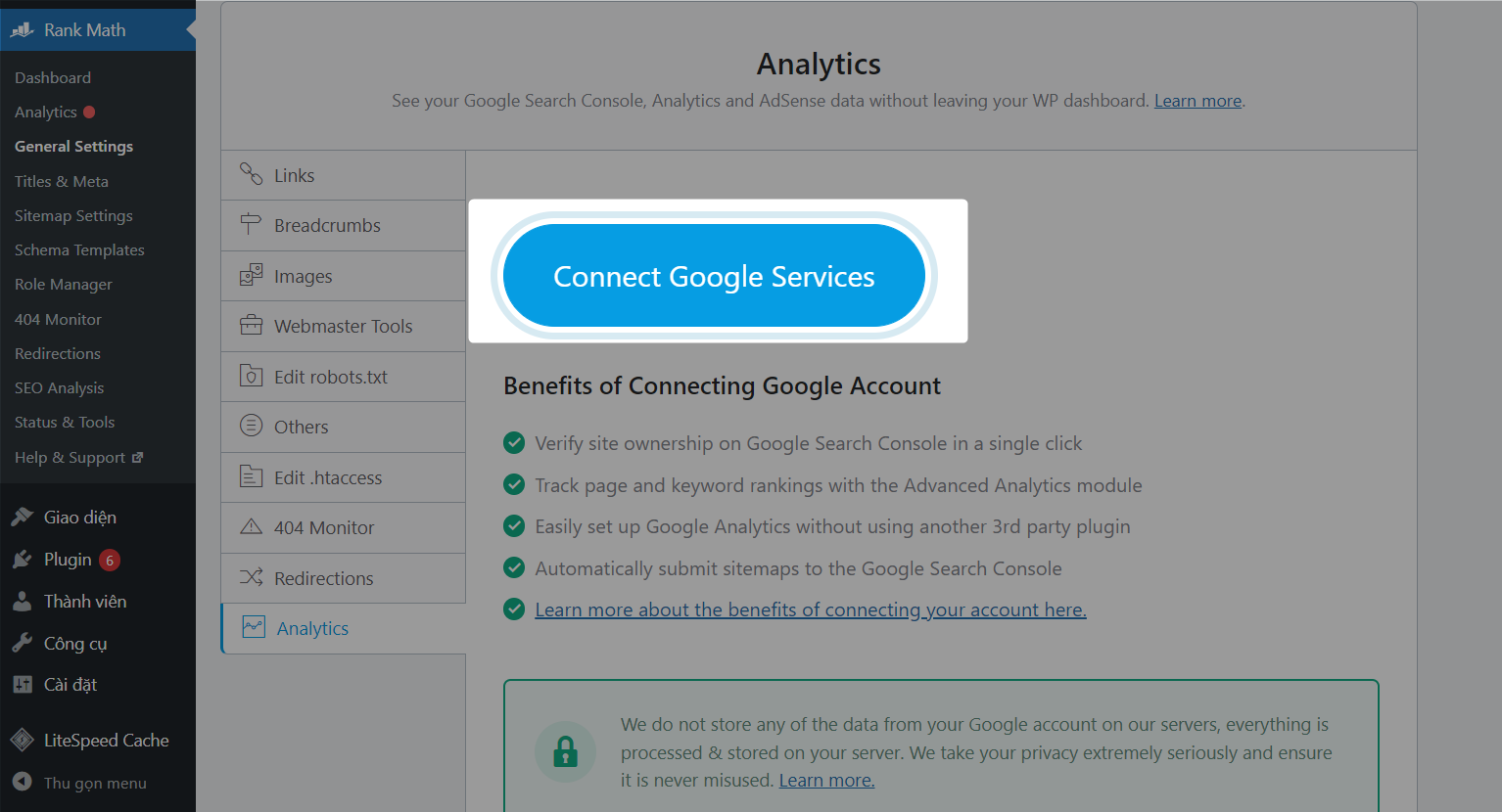 connect google services in rank math