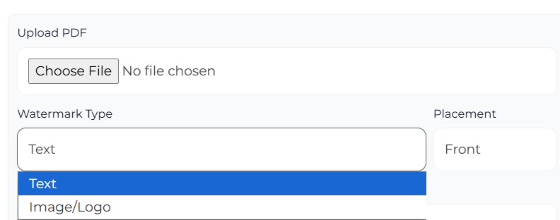 add watermark to pdf online tool choose watermark type